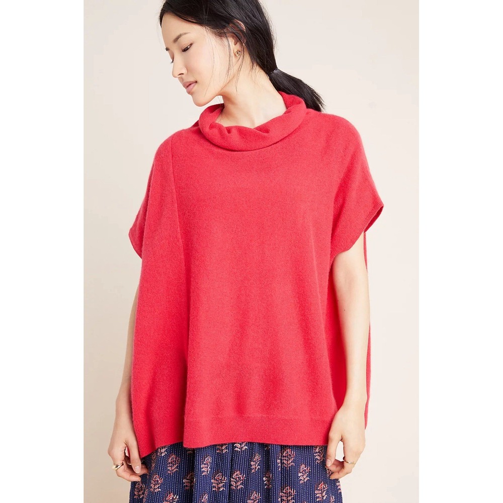 Anthropologie Patty Cowl Neck Cashmere Poncho Sz XS Oversized 100% Cashmere $290